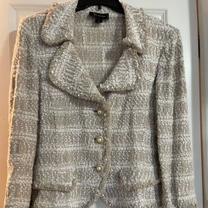 St John cream and white knit jacket size 14